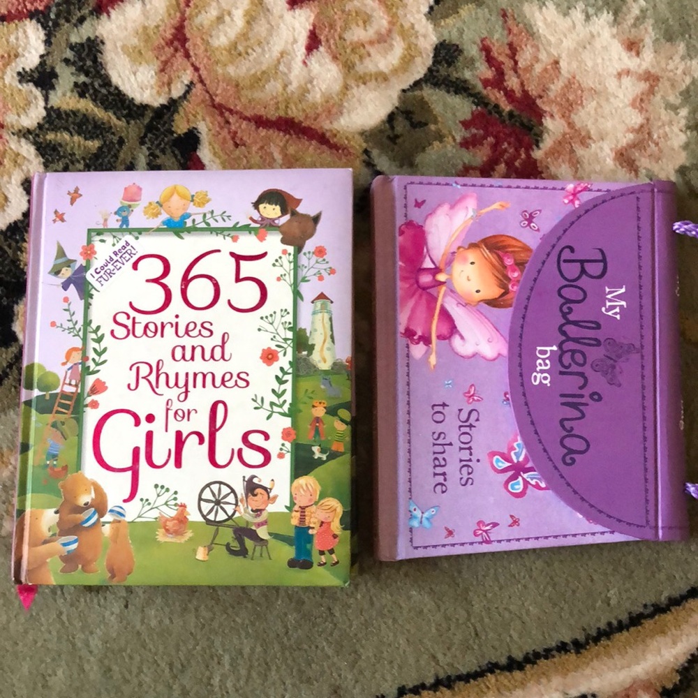 2 beautiful books for girls: „365 stories & rhymes” and „My Balerina bag”.